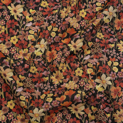 Liberty Fabrics Tana Lawn® - Dreams of Summer Orange - Brown, Orange and Red Watercolor Floral