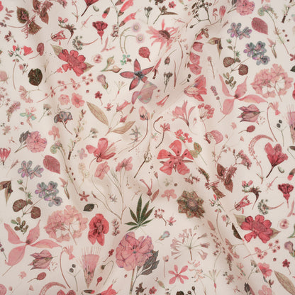 Liberty Fabrics Tana Lawn® - Floral Eve Pink - Baby Pink and Light Green Scattered Plants and Flowers Drape