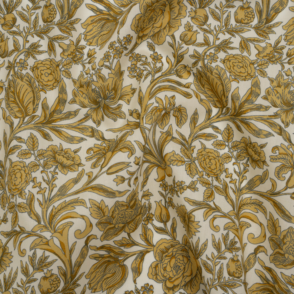 Liberty Fabrics Tana Lawn® - Sambourne Yellow - Golden Yellow and White Fancy Roses - Drape