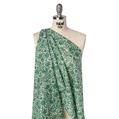 Liberty Fabrics Tana Lawn® - Sambourne Green - Dark Mint Green and White Fancy Roses