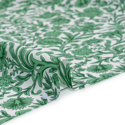 Liberty Fabrics Tana Lawn® - Sambourne Green - Dark Mint Green and White Fancy Roses