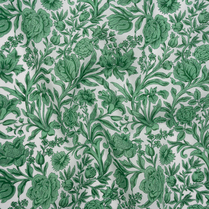 Liberty Fabrics Tana Lawn® - Sambourne Green - Dark Mint Green and White Fancy Roses