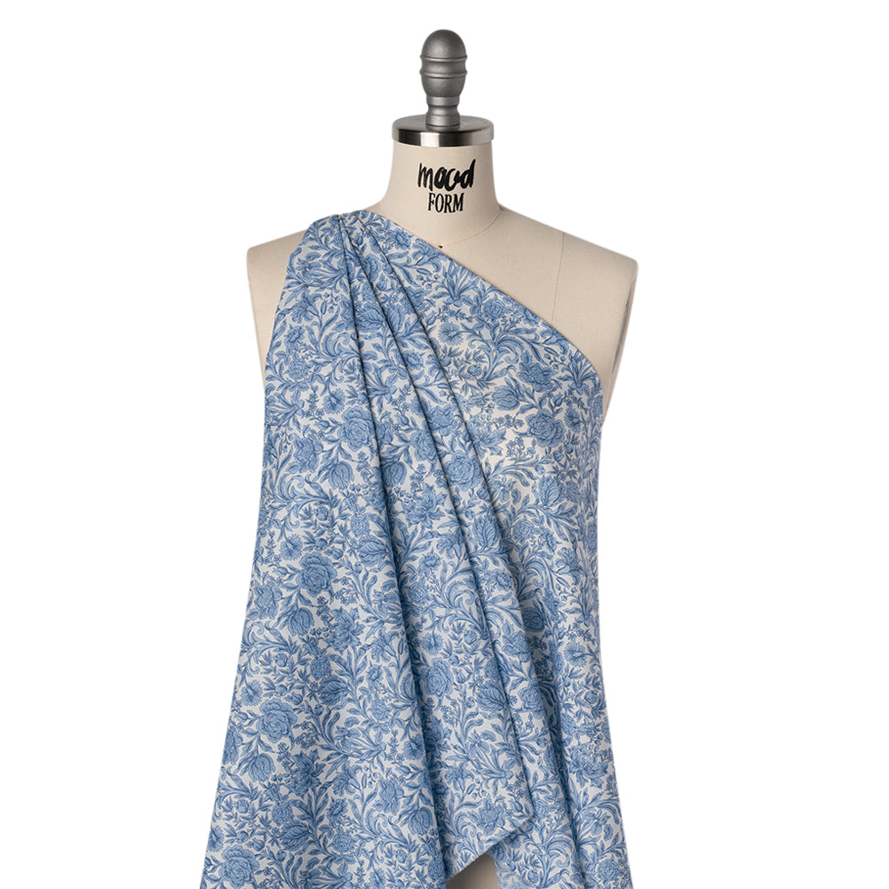 Liberty Fabrics Tana Lawn® - Sambourne Light Blue - Light Blue and White Fancy Roses Folded