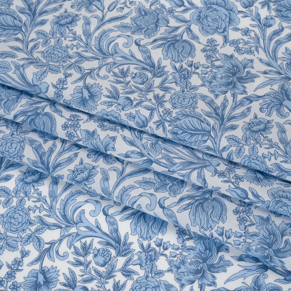 Liberty Fabrics Tana Lawn® - Sambourne Light Blue - Light Blue and White Fancy Roses Detail