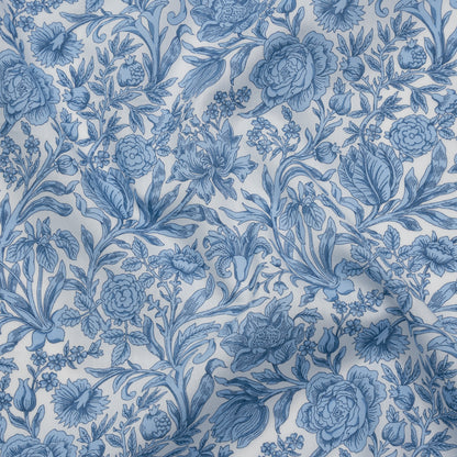 Liberty Fabrics Tana Lawn® - Sambourne Light Blue - Light Blue and White Fancy Roses Drape
