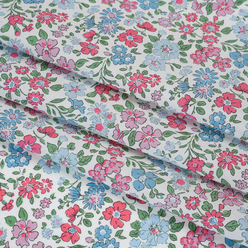 Liberty Fabrics Tana Lawn® - Annabella Blue - Baby Blue, Pink and Green Floral - Folded