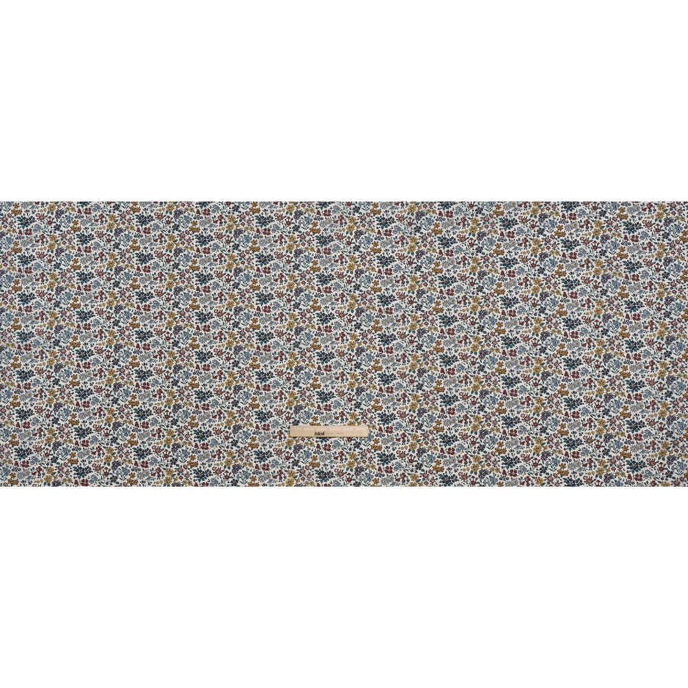 Liberty Fabrics Tana Lawn® - Annabella Multi Neutral - Yellow Ochre, Dark Red and Teal Floral Full