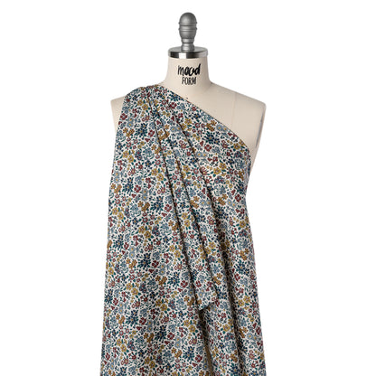 Liberty Fabrics Tana Lawn® - Annabella Multi Neutral - Yellow Ochre, Dark Red and Teal Floral Drape