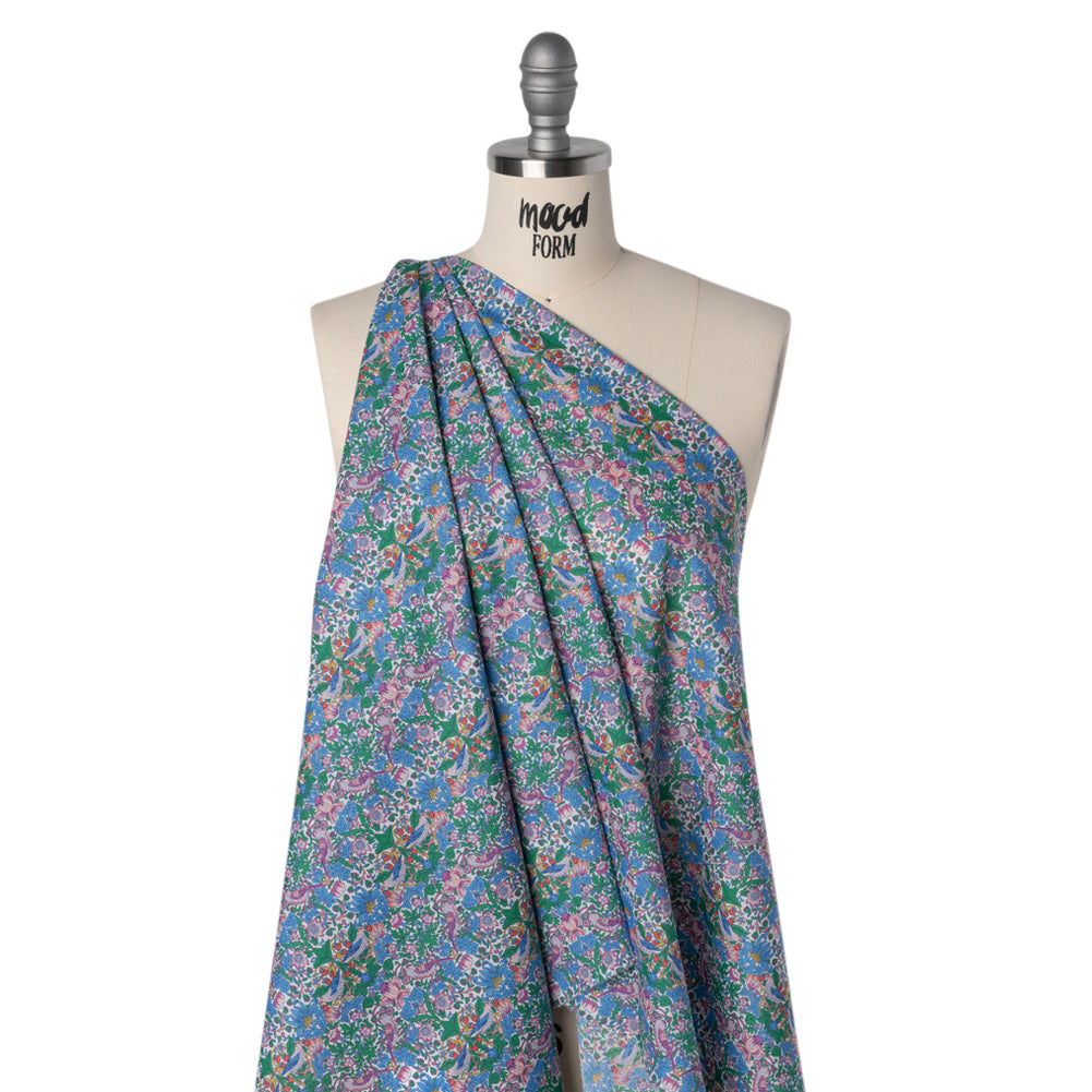 Liberty Fabrics Tana Lawn® - Strawberry Thief Spring Multi Bright - Blue, Green and Pink Birds, Berries and Flowers - Drape