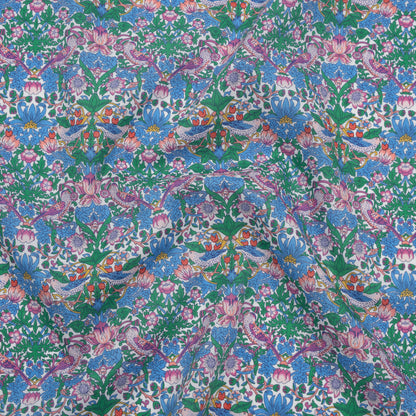 Liberty Fabrics Tana Lawn® - Strawberry Thief Spring Multi Bright - Blue, Green and Pink Birds, Berries and Flowers