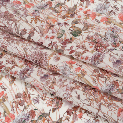 Liberty Fabrics Tana Lawn® - Wild Flowers Light Pink - Rose Pink and Earthy Green Botanical Illustrations Folded
