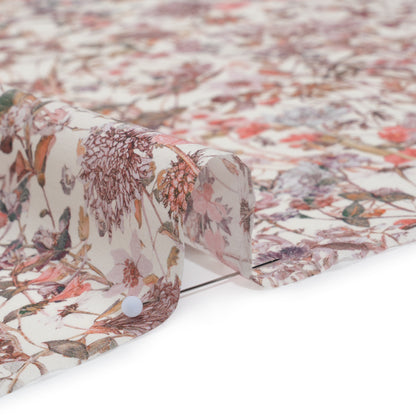 Liberty Fabrics Tana Lawn® - Wild Flowers Light Pink - Rose Pink and Earthy Green Botanical Illustrations Detail