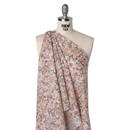 Liberty Fabrics Tana Lawn® - Wild Flowers Light Pink - Rose Pink and Earthy Green Botanical Illustrations Drape