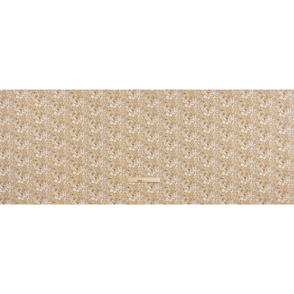 Liberty Fabrics Tana Lawn® - June's Meadow Yellow - Ochre, White and Light Blue Illustrated Flowers - Full