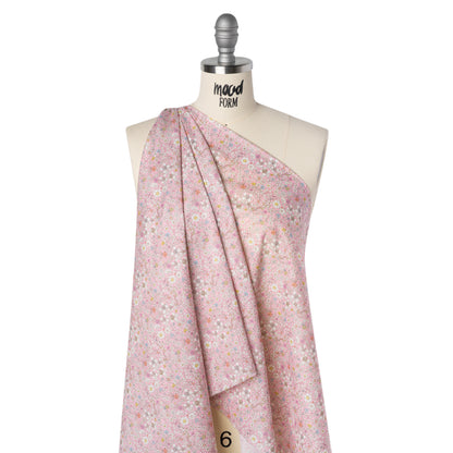 Liberty Fabrics Tana Lawn® - June's Meadow Pink - Baby Pink, White and Rainbow Illustrated Flowers Drape