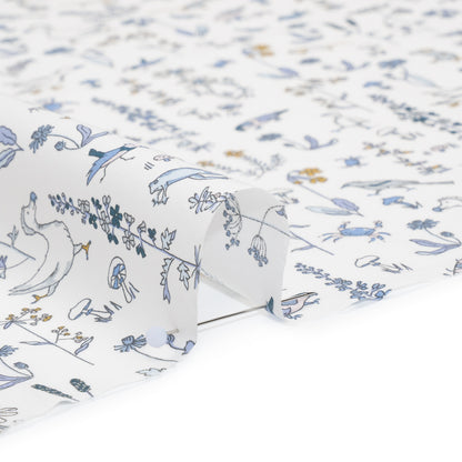 Liberty Fabrics Tana Lawn® - Theo Blue - Baby Blue, Yellow and White Cartoon Creatures and Flowers