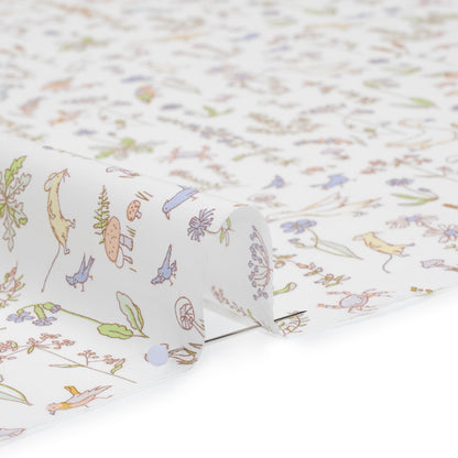 Liberty Fabrics Tana Lawn® - Theo Yellow - Pale Yellow, Spring Green and Blue Cartoon Creatures and Flowers