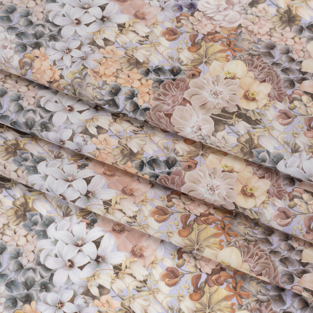 Liberty Fabrics Tana Lawn® - Painted Travels Multi Neutral - Beige, Gray and Muted Green Lush Florals Folded