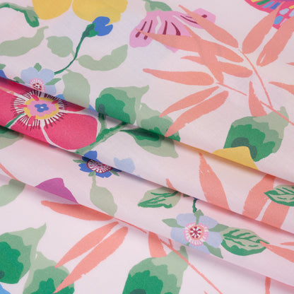 Liberty Fabrics Tana Lawn® - Pavilion Pink - Light Pink, Yellow and Green Bold Florals