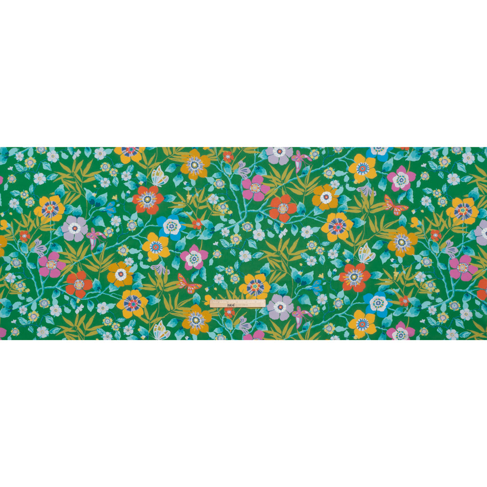 Liberty Fabrics Tana Lawn® - Pavilion Green - Kelly Green, Blue and Red Bold Florals - Full