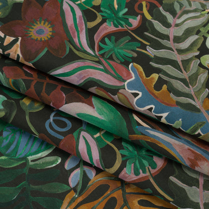 Liberty Fabrics Tana Lawn® - Jungle Trip Green - Dark Green, Teal and Blue Tropical Plants Folded