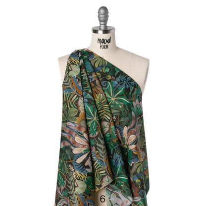Liberty Fabrics Tana Lawn® - Jungle Trip Green - Dark Green, Teal and Blue Tropical Plants Drape