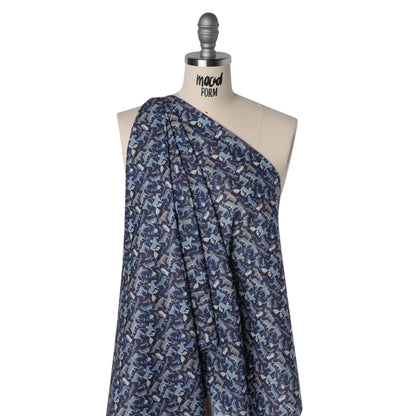 Liberty Fabrics Tana Lawn® - Quey 2 Dark Blue - Blue, Gray and White Animals with Clothes