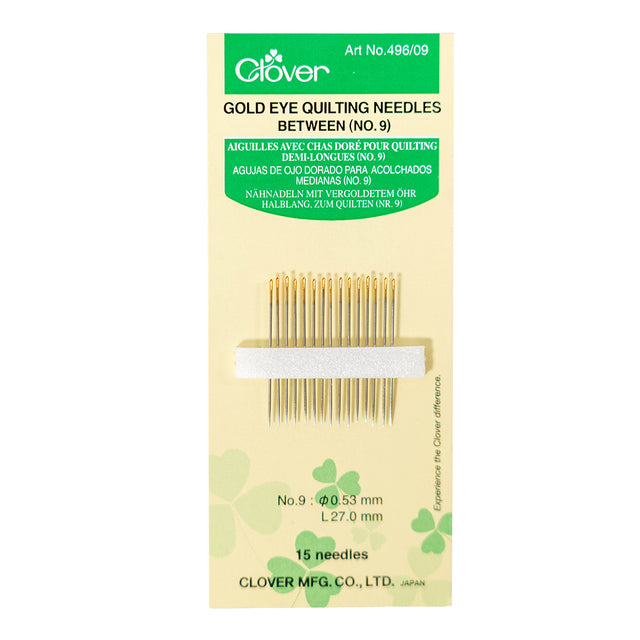 Clover Gold Eye Quilting Between Needles - Size 9 - 15 ct
