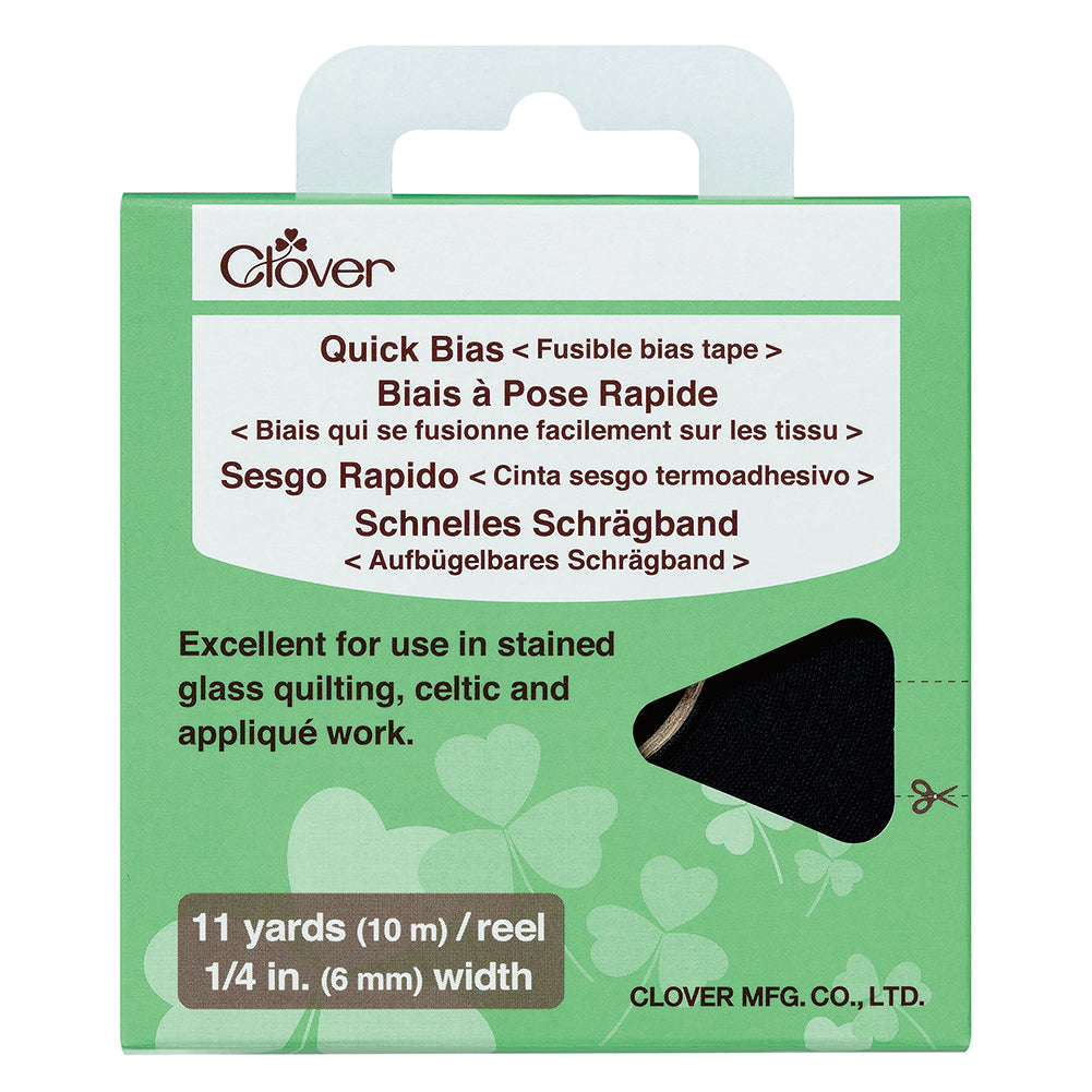 Clover Quick Bias - Black Fusible Bias Tape - 11yds x 0.25"