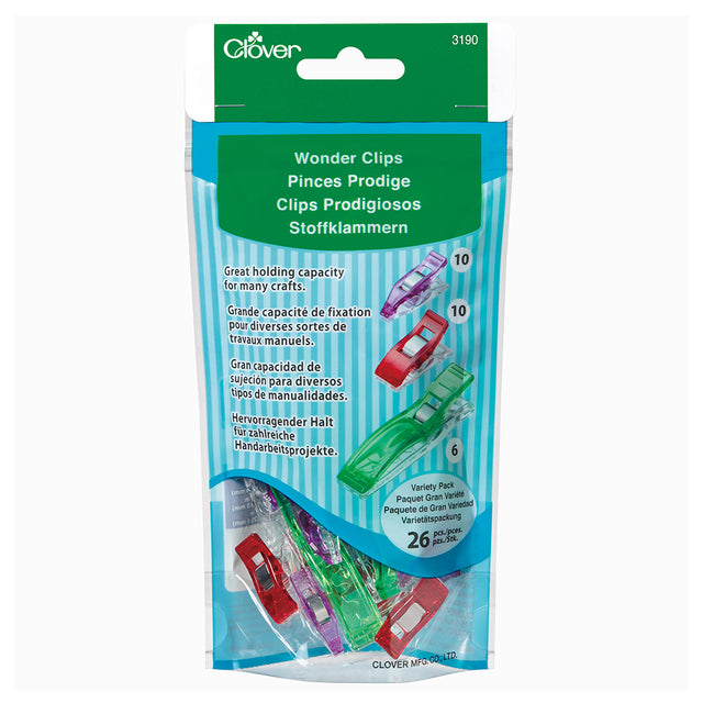 Clover Wonder Clips Variety Pack - Assorted Colors and Sizes - 26 pc
