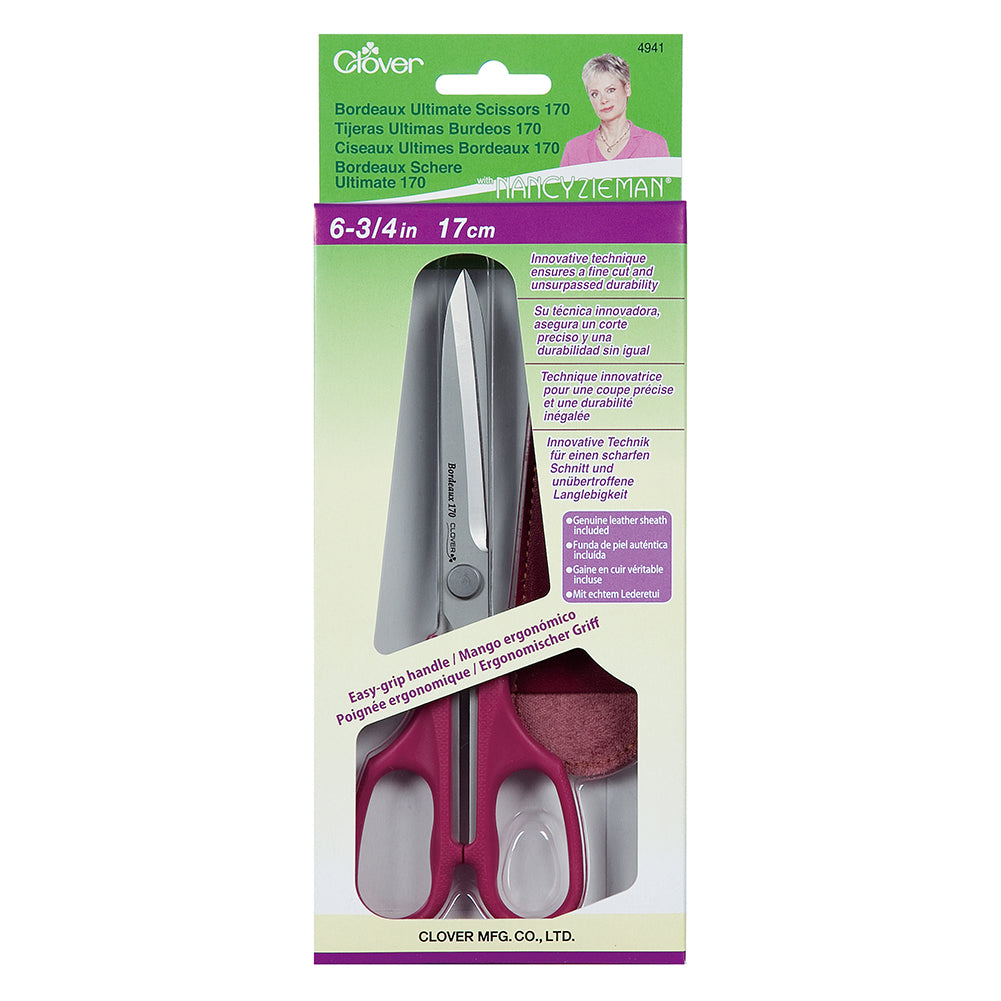 Clover Ultimate Scissors 170 with Nancy Zieman - Bordeaux - Includes Leather Sheath - Detail - Image 3 of 3