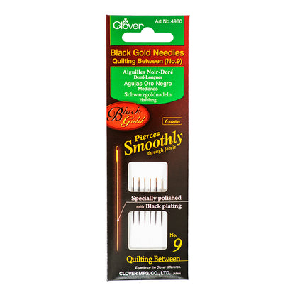 Clover Black Gold Quilting Between Needles - Size 9 - 6 ct