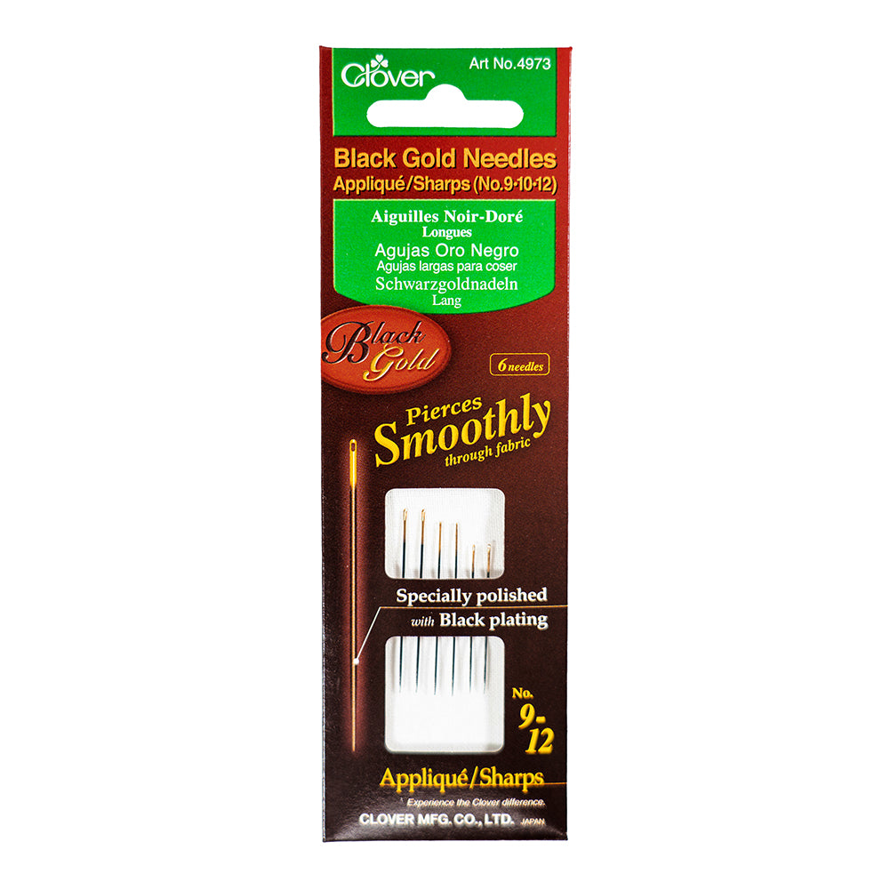 Clover Black Gold Applique/Sharp Needles - Assorted Sizes 9, 10, 12 - 6 ct - Folded - Image 1 of 2