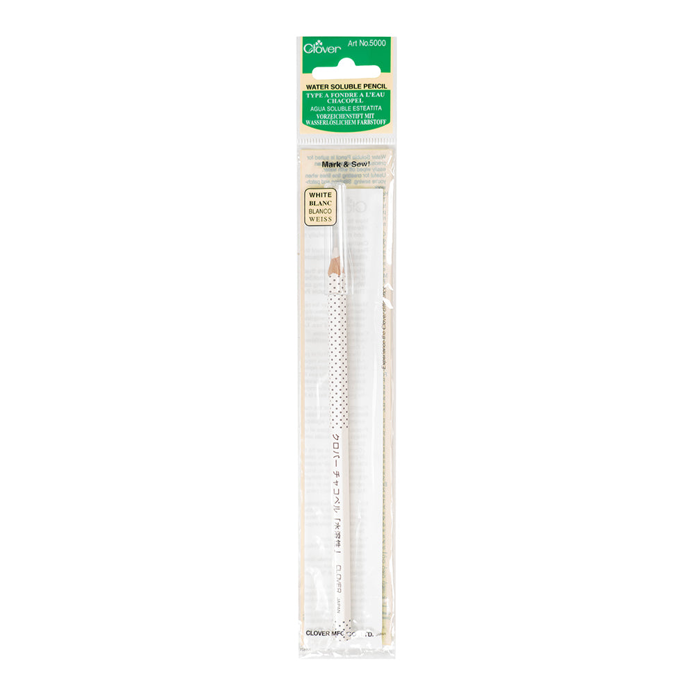 Clover Water Soluble Fabric Pencil - White - Folded