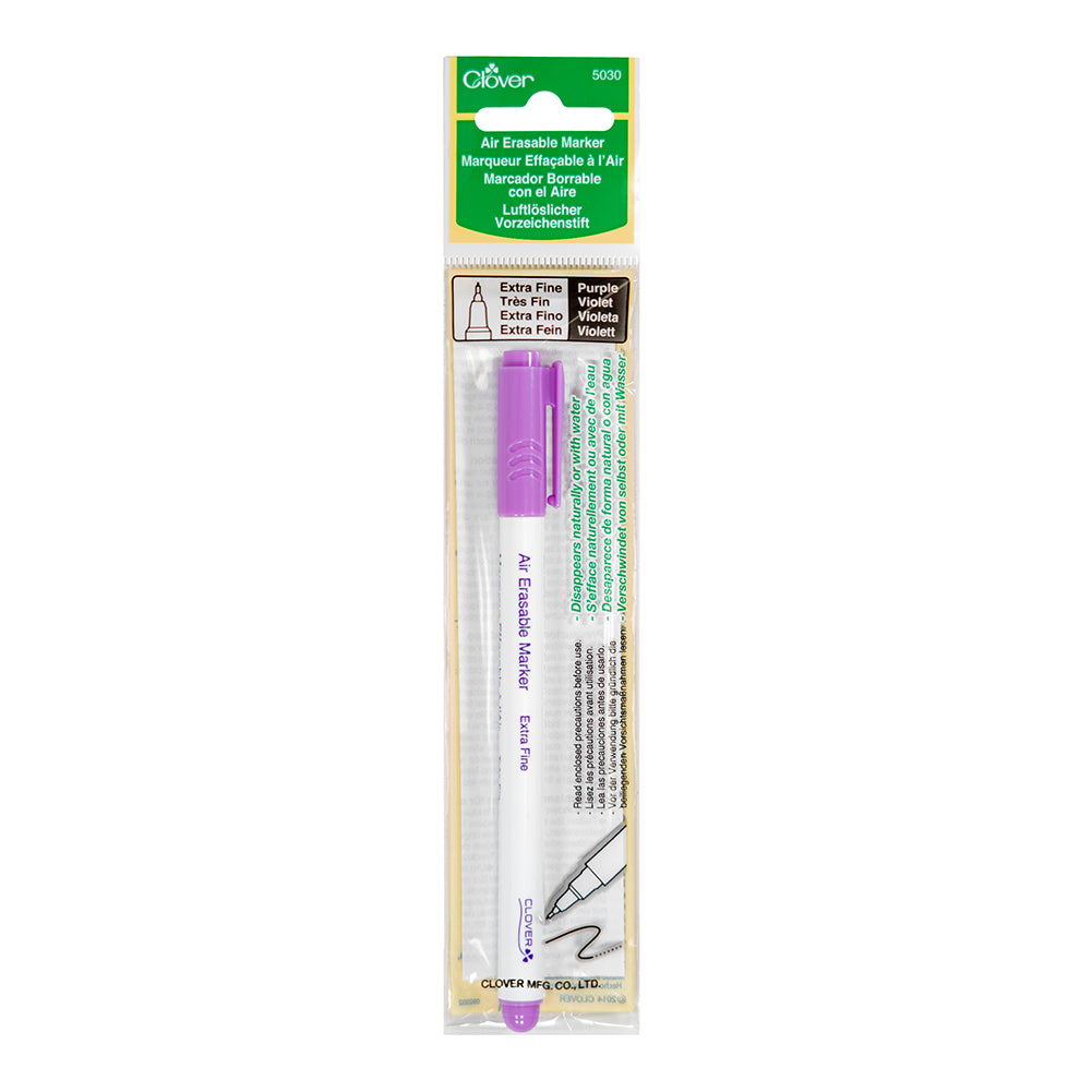 Clover Air Erasable Fabric Marker - Purple, Extra Fine - Folded