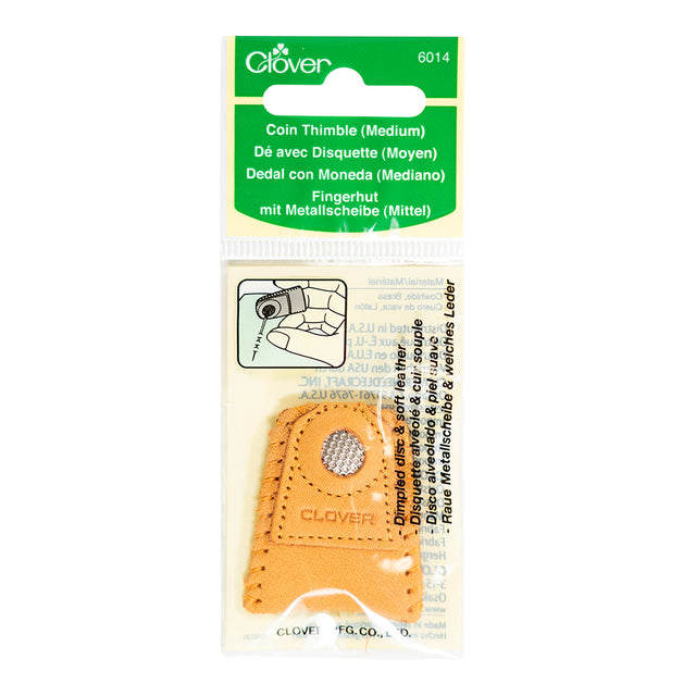 Clover Leather Coin Thimble - Medium Folded