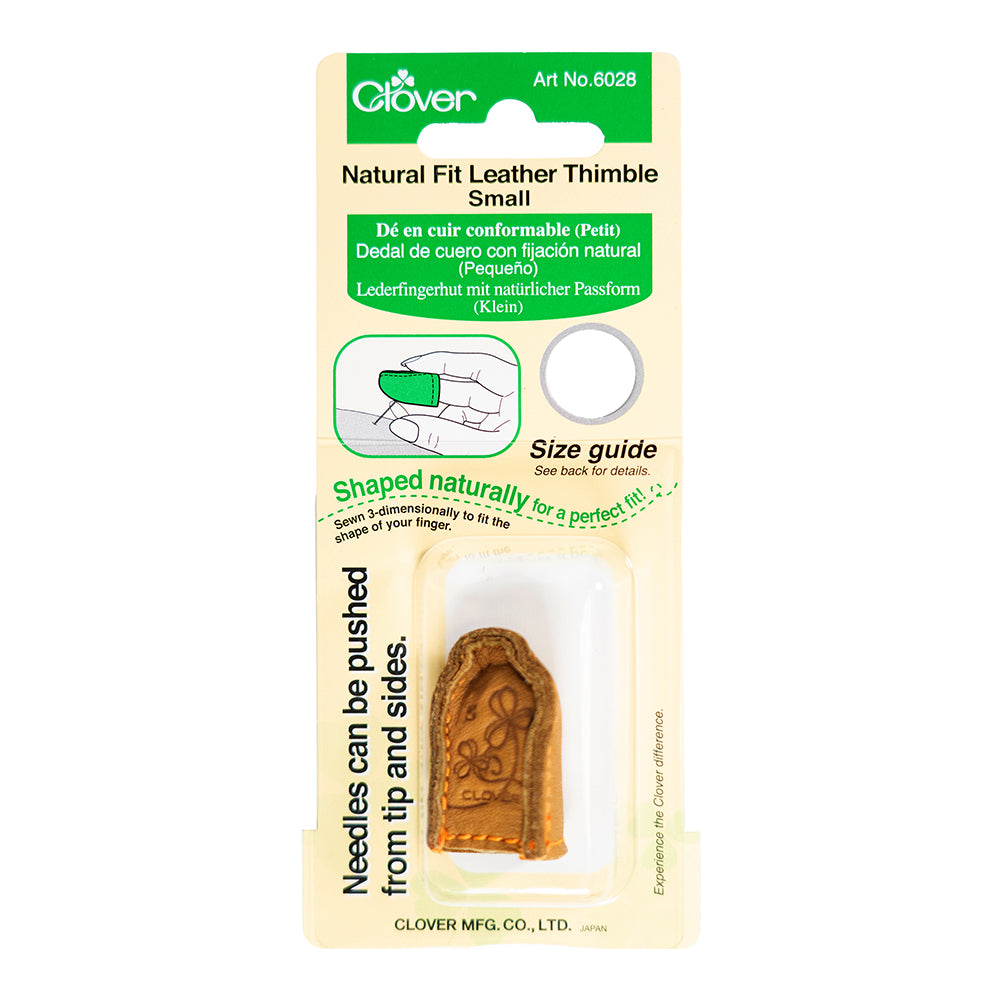 Clover Natural Fit Leather Thimble - Small - Folded