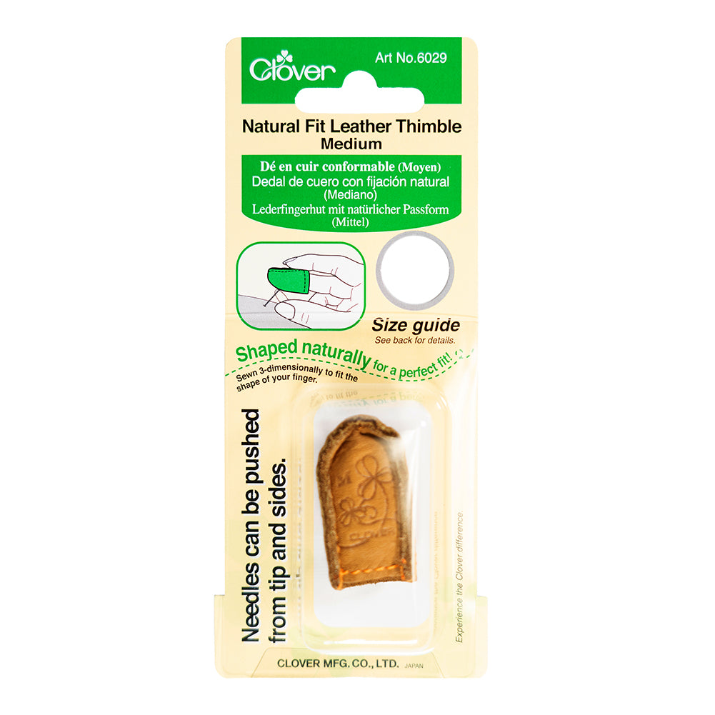 Clover Natural Fit Leather Thimble - Medium - Folded