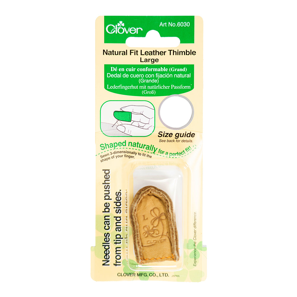 Clover Natural Fit Leather Thimble - Large - Folded
