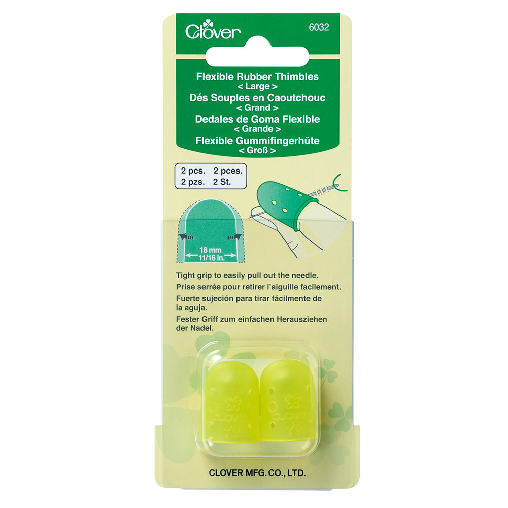 Clover Flexible Rubber Thimbles - Large - 2 ct Folded