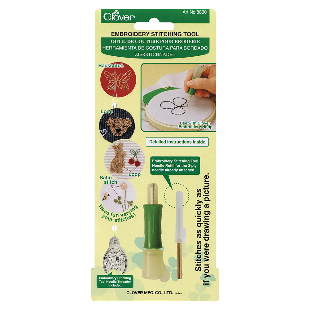 Clover Punch Needle Embroidery Stitching Tool with 3-Ply Needle Refill Drape