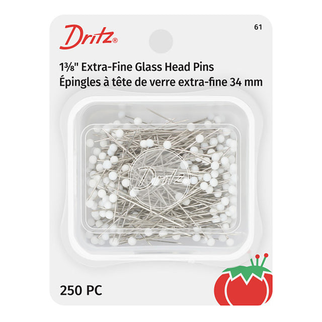 Dritz Extra-Fine Glass Head Pins - 1.375" White - 250 ct