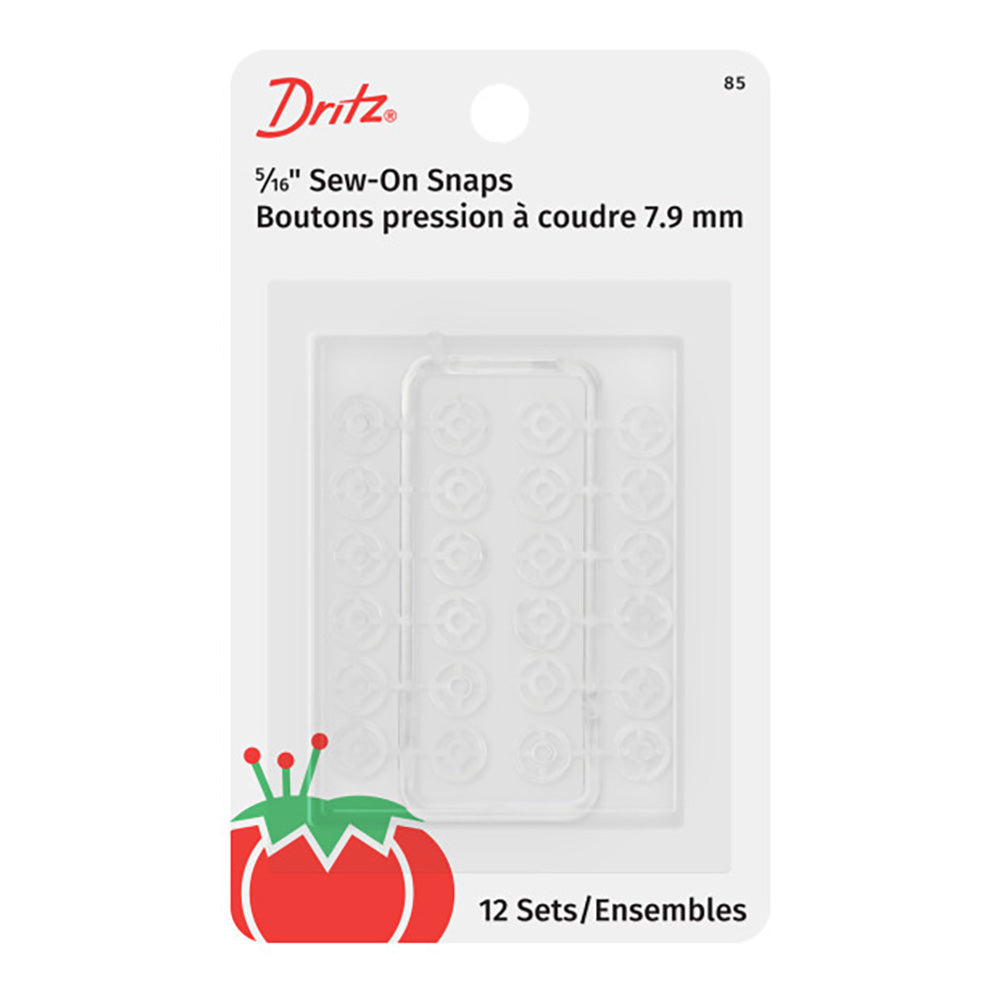 Dritz Sew-On Snaps - 0.3125" Clear - 12 Sets
