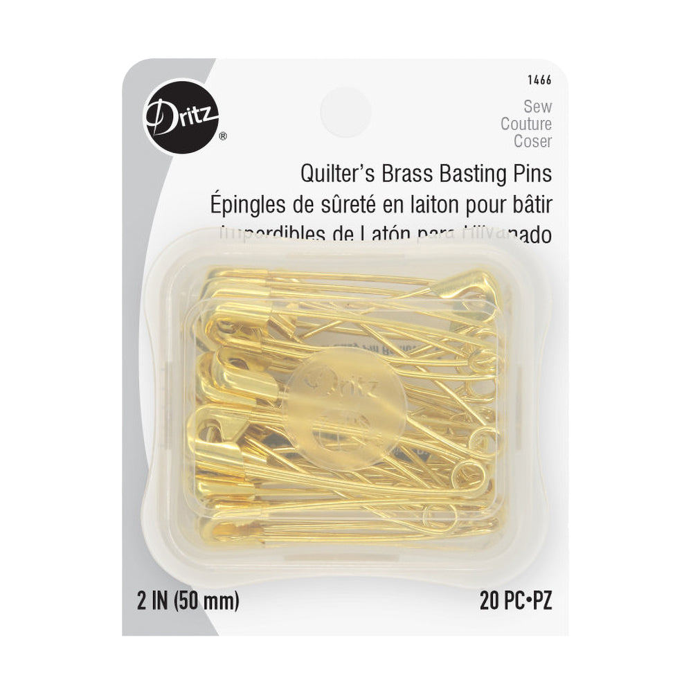 Dritz Quilter's Brass Basting Safety Pins - 2" Gilt - 20pc
