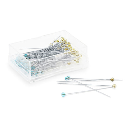 Dritz Crystal Glass Head Pins - 1.875" Assorted Colors - 100 PC Folded