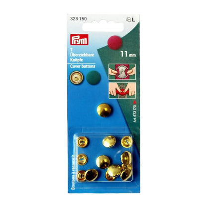 Prym Cover Buttons - Gold 11mm - 7 ct