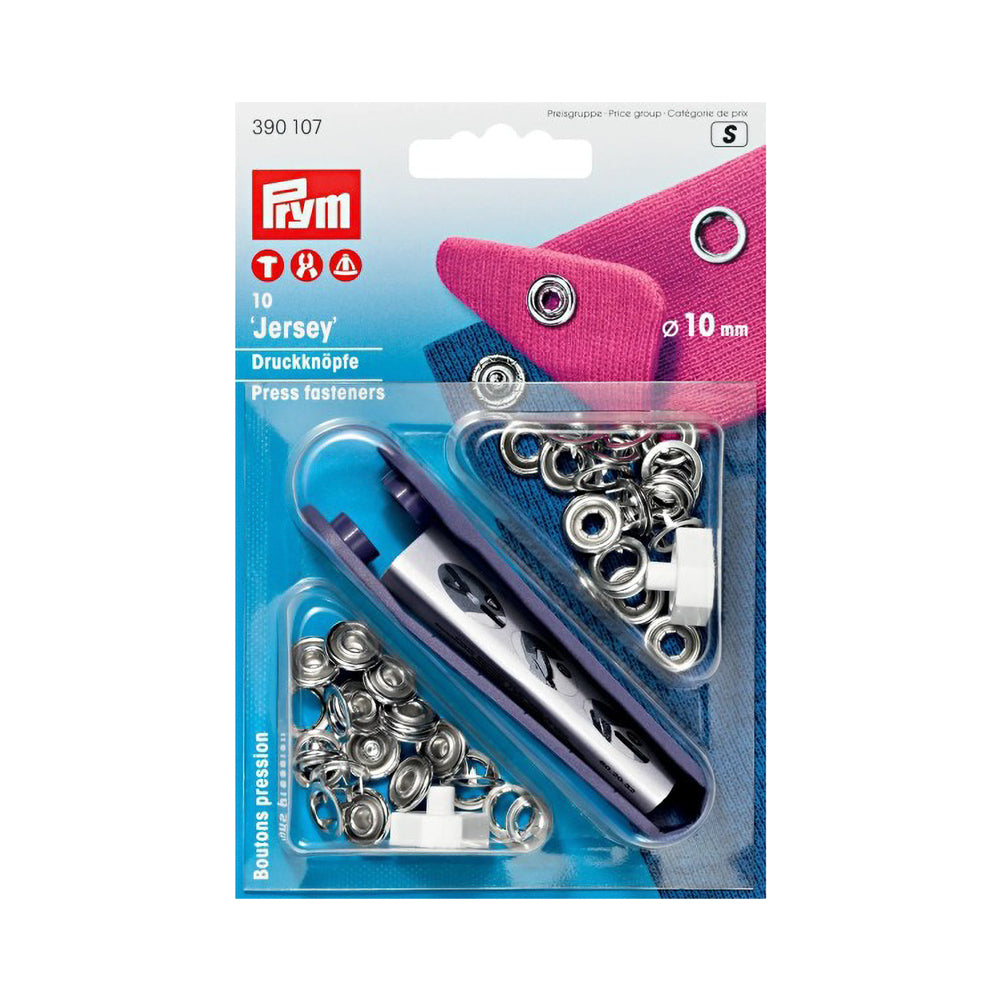 Prym Jersey Press Fasteners and Tools - Silver 10mm - 10pc