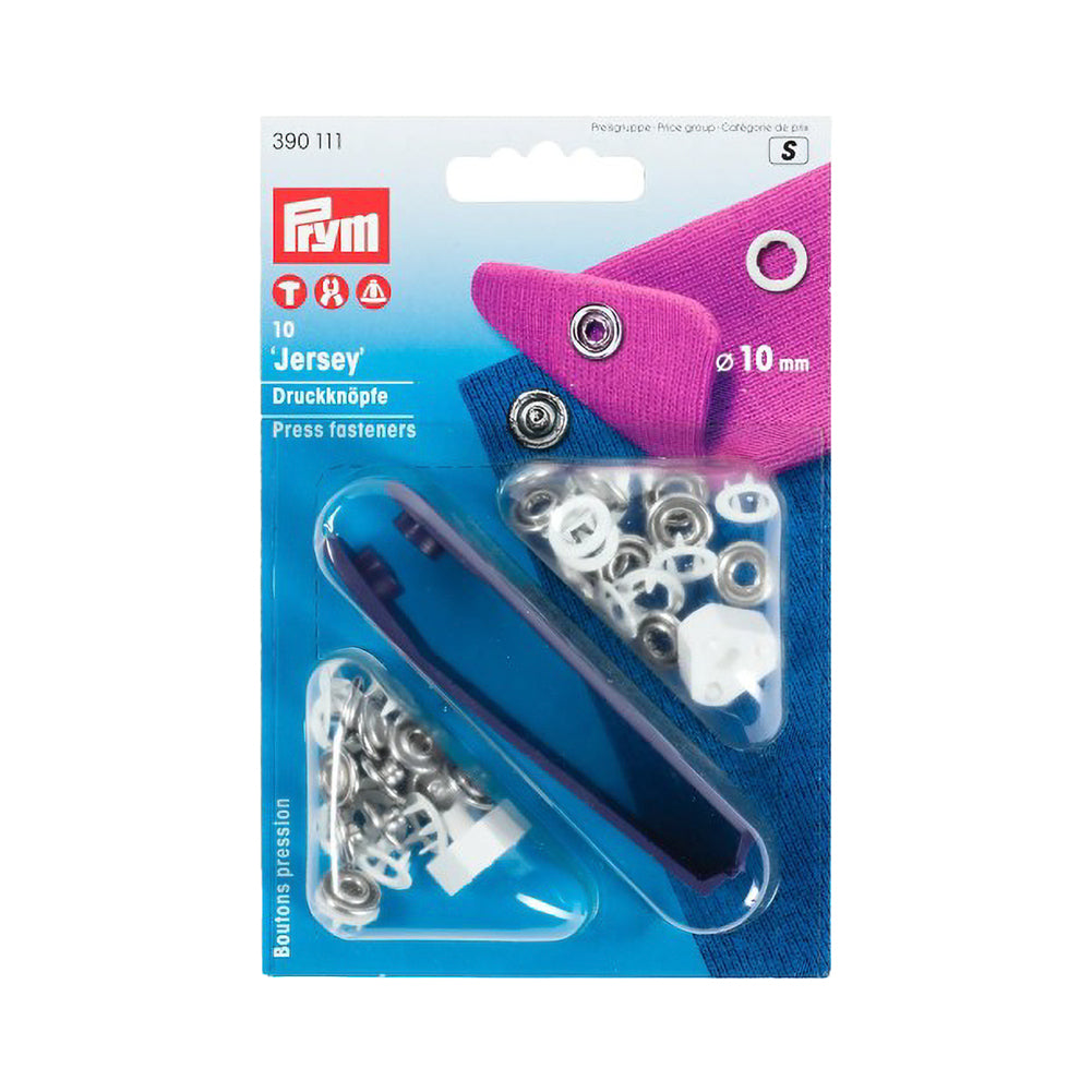 Prym Jersey Press Fasteners and Tools - White 10mm - 10pc