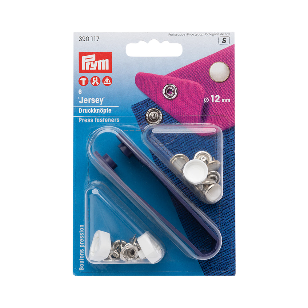 Prym Jersey Press Fasteners and Tools - Pearl Capped 12mm - 6pc