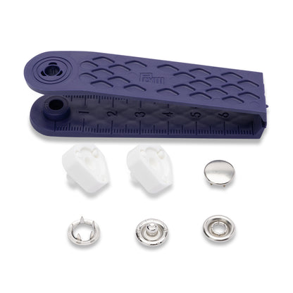 Prym Jersey Press Fasteners and Tools - Silver Capped 12mm - 6pc Folded